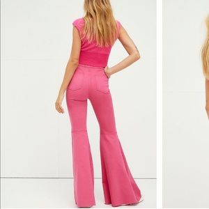 Free People “Just Float on Flare Jeans” in pink